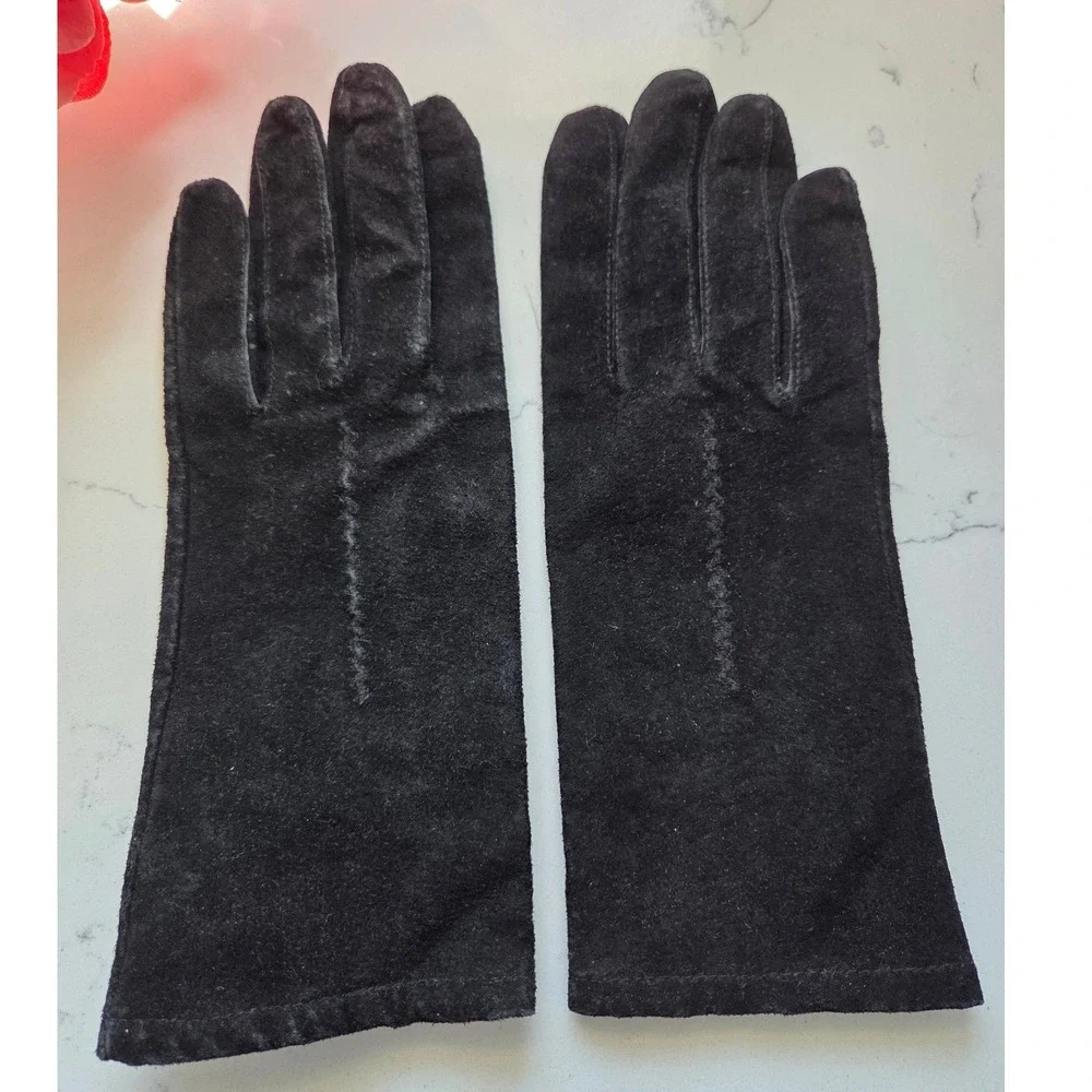 Fownes Black Suede Gloves XL 100% Acrylic Lining Fine Imported Suede‎